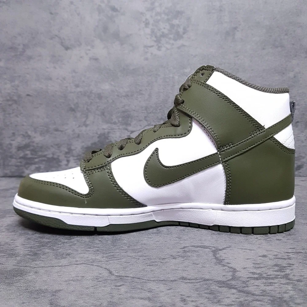 NIKE Dunk High Top Shoes GS Kids‎ 7 Y Womens 8.5 White Cargo Green DB2179-105